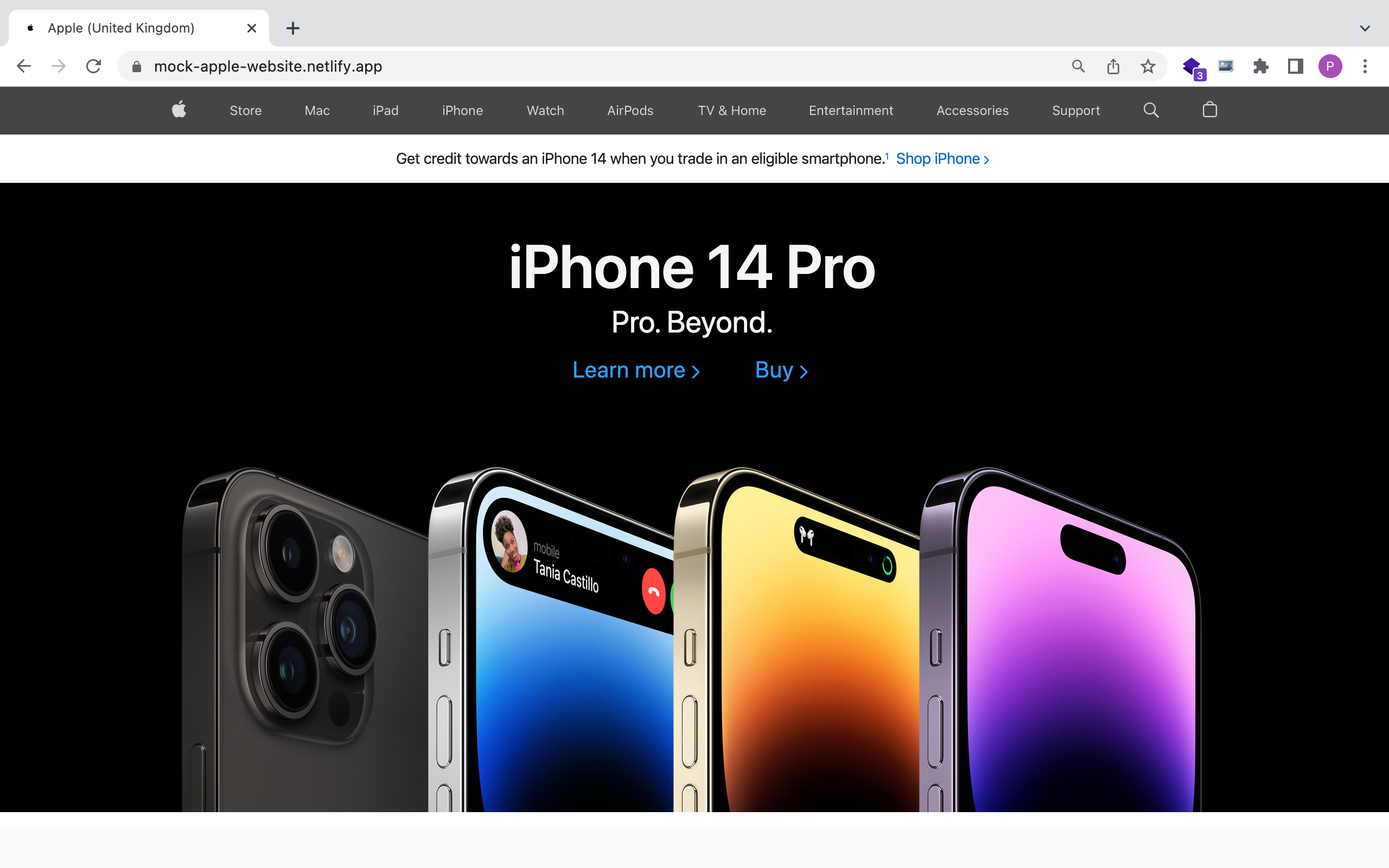 Mock Apple Website